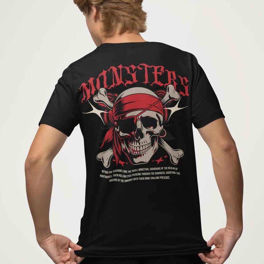 Pirate Skull Monster Shirt Gothic Skull Crossbones Tee Dark Aesthetic